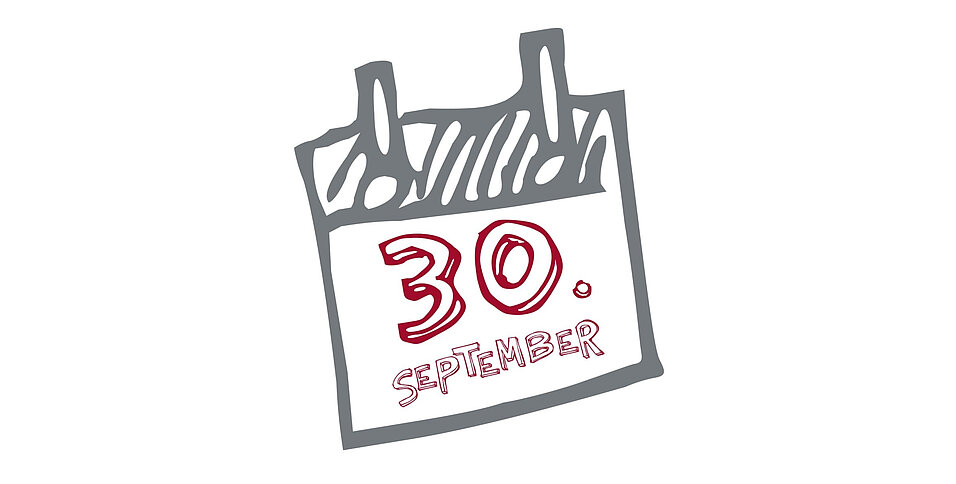 Kalender zeigt den 30. September